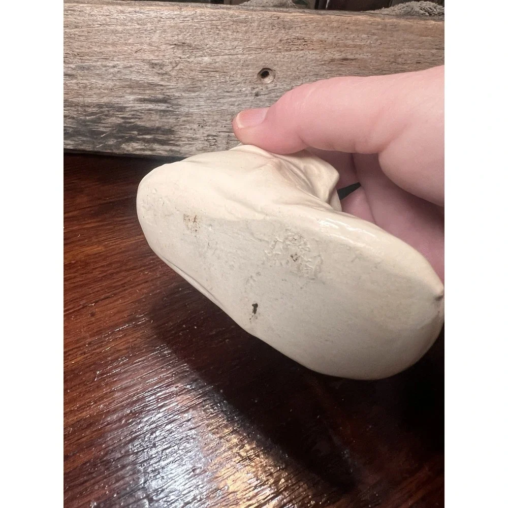 Vintage White Baby Boot Shoe Vase Planter 2